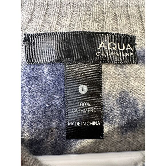Aqua tie-dye navy and grey crewneck 100% cashmere sweater size Large - Picture 3 of 6